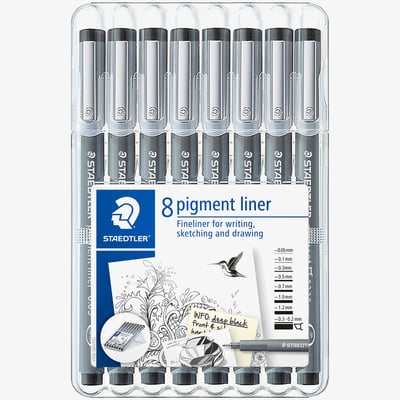 Staedtler Staedtler Pigment Liners - Assorted Tip Sizes (Pack of 8)