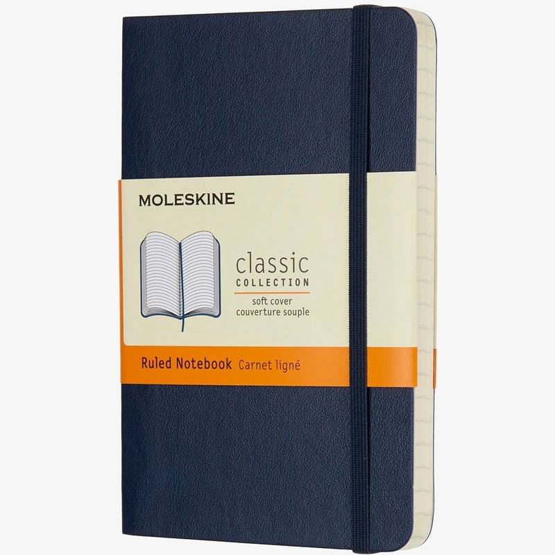 Moleskine Classic Soft Cover Pocket Notebook - Ruled - Sapphire Blue