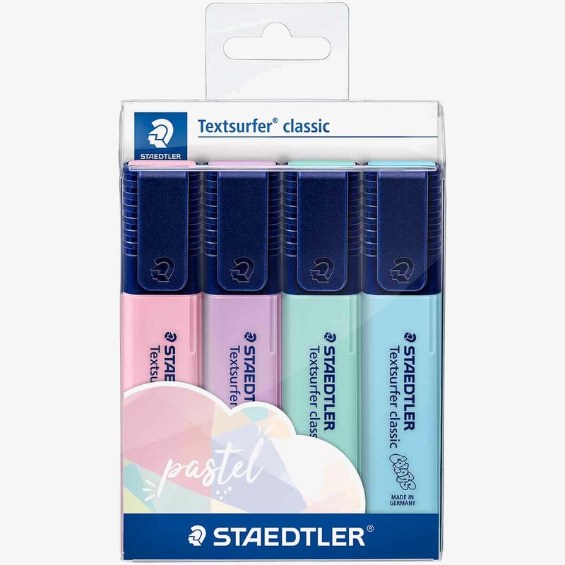 Staedtler Staedtler Textsurfer Classic Highlighters - Assorted Pastel Colours (Wallet of 4)