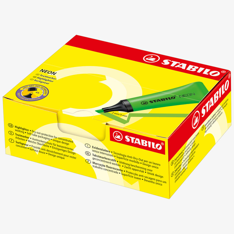 STABILO STABILO NEON Highlighter - Box of 10 - 4 Assorted Colours