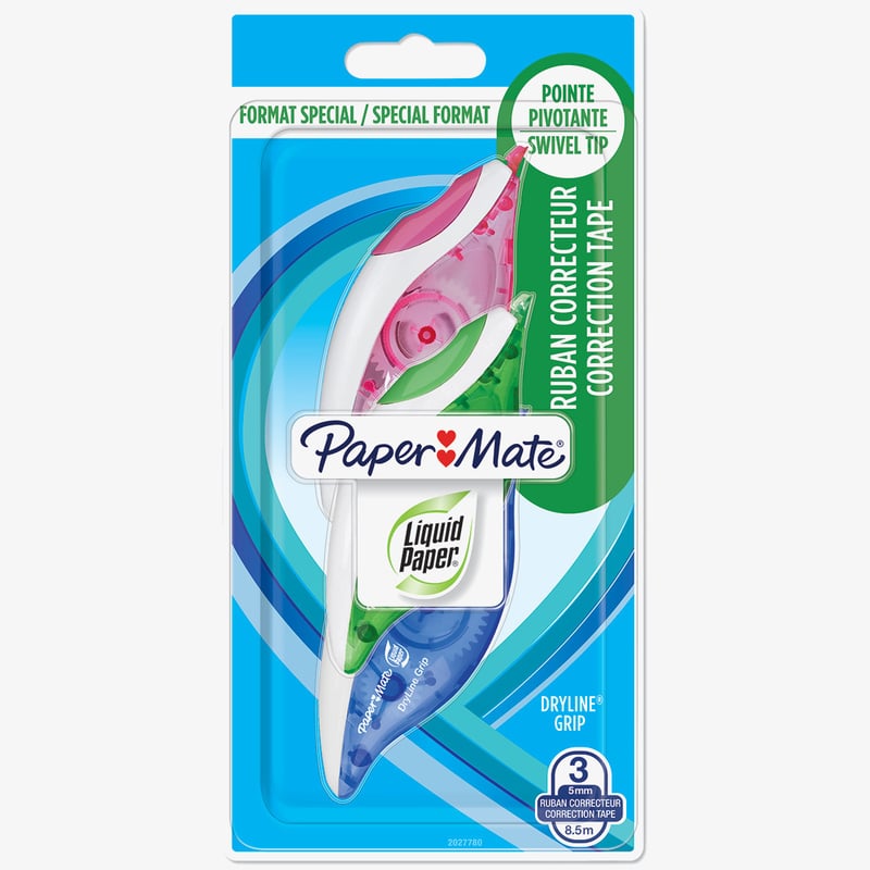 Papermate Papermate Dryline Grip Correction Tape (Pack of 3)