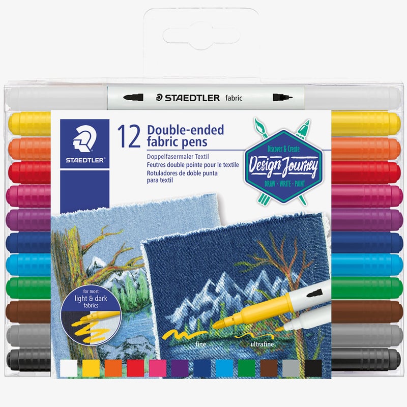Staedtler Staedtler Double Ended Fabric Pens - Assorted Colours (Wallet of 12)