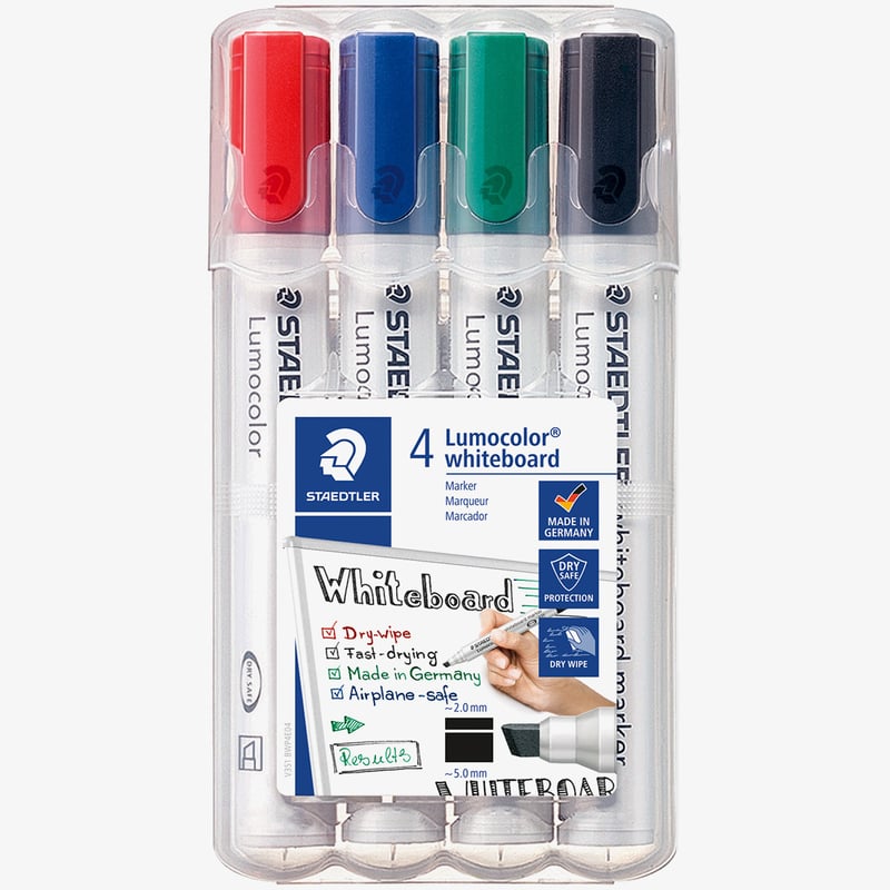 Staedtler Staedtler Lumocolor Whiteboard Marker - Chisel Tip - Assorted Colours (Pack of 4)