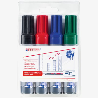 Edding Edding 365 Whiteboard Markers - Assorted Colours (Wallet of 4)