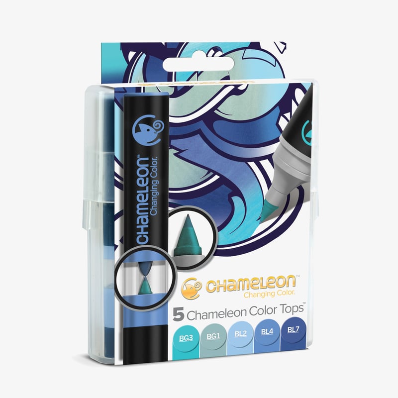Chameleon Colour Tops - Blue Tones (Pack of 5)