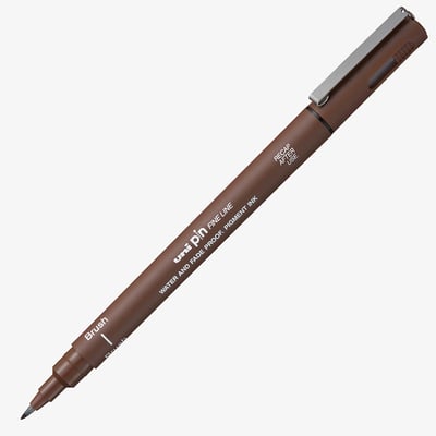 Uni-Ball Pin Drawing Pen - Brush Tip - Sepia