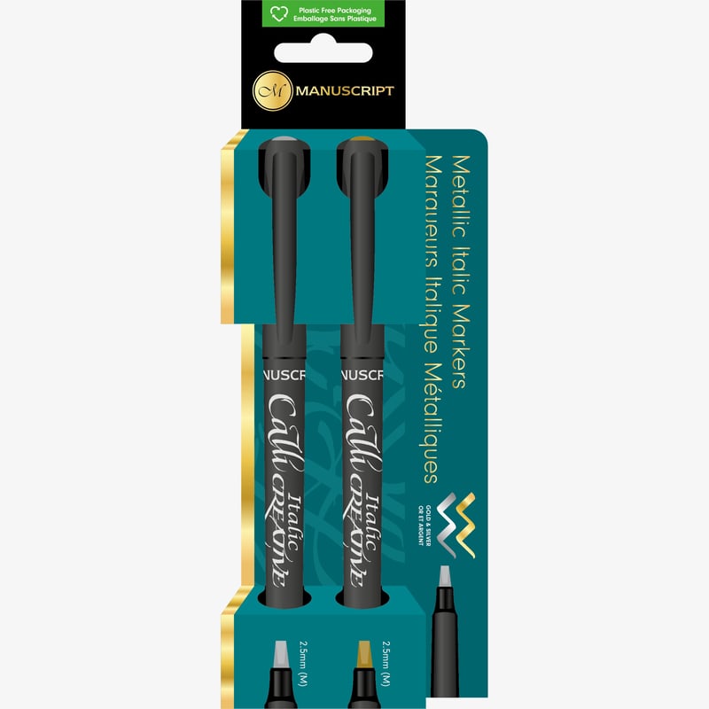Manuscript Manuscript Callicreative Calligraphy Marker Pen - Gold and Silver (Pack of 2)