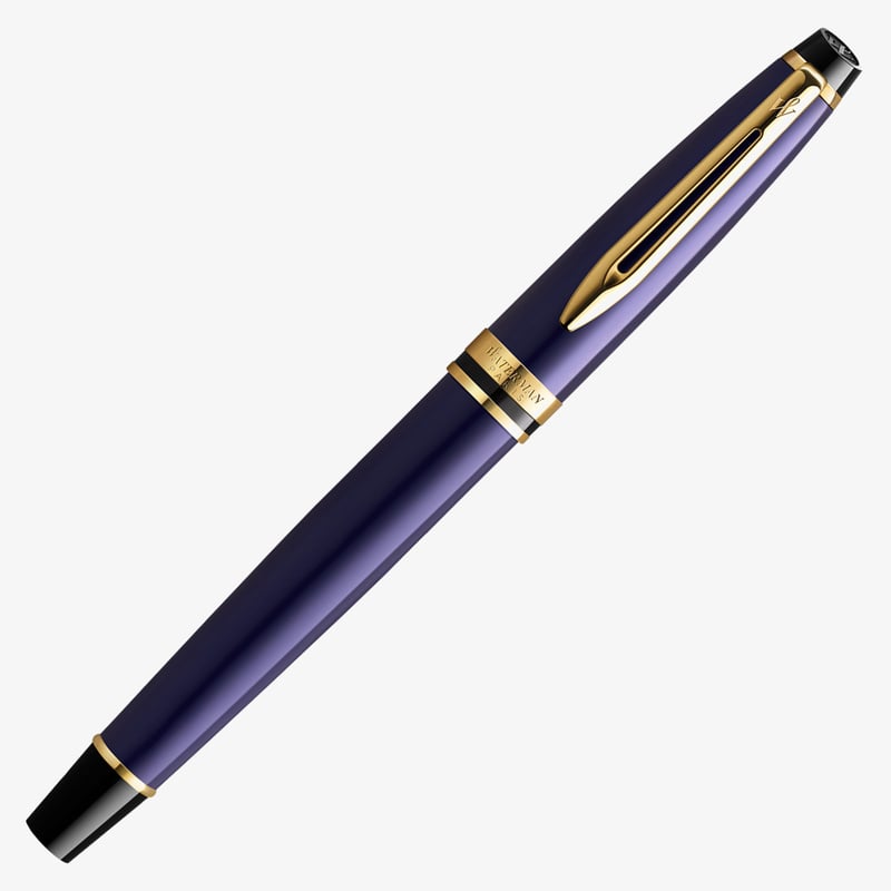 WATERMAN EXPERT Prussian-blue GT ボールペン Waterman Expert Fountain Pen - Prussian Blue Gold Trim with Solid