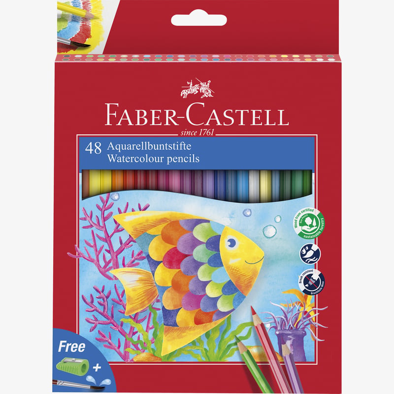Faber-Castell Faber-Castell Classic Watercolour Pencil + Brush - Box of 48