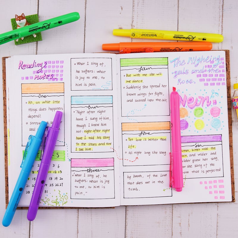 Writech Retractable Highlighter - Assorted Neon (Pack of 6)