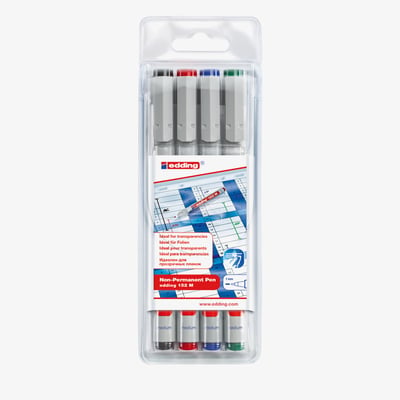 Edding Edding 152 Non-Permanent Pens - Assorted Colours (Wallet of 4)