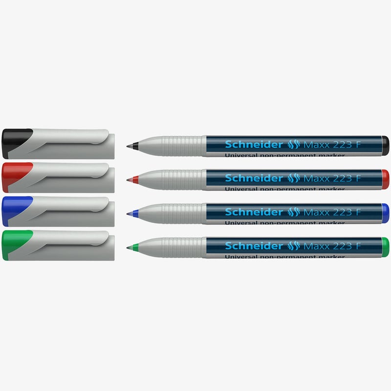 Schneider Schneider Maxx 223 Non-Permanent Markers - Fine - Assorted Colours (Pack of 4)