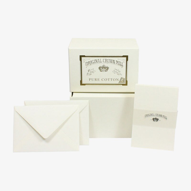 Crown Mill Crown Mill Pure Cotton C6 Set of 50 Cards and Envelopes - White