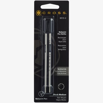 Cross Cross Ballpoint Refill - Black Medium (Blister of 2)