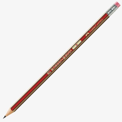 Faber-Castell Dessin 2001 Graphite Pencil with Eraser Tip - B