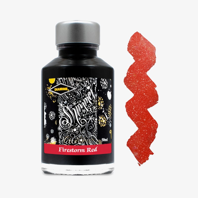 Diamine Inks Diamine Shimmering Ink Bottle 50ml - Firestorm Red