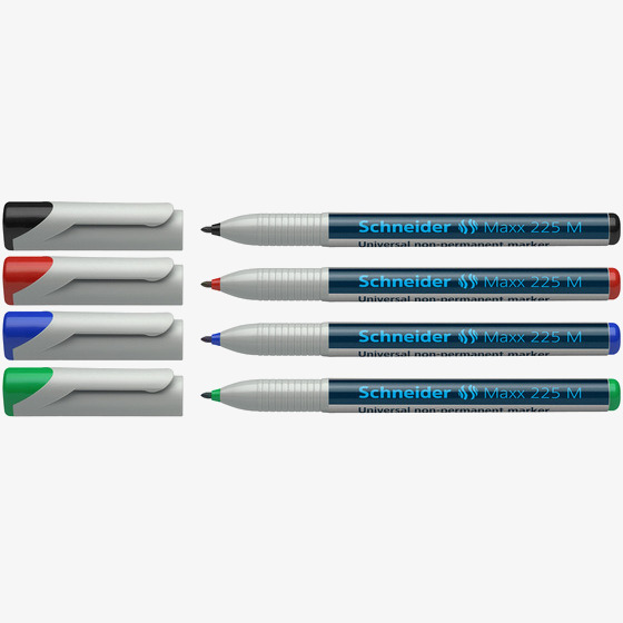 Schneider Schneider Maxx 225 Non-Permanent Markers - Medium - Assorted Colours (Pack of 4)