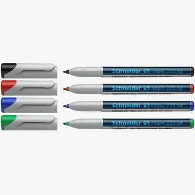 Schneider Schneider Maxx 225 Non-Permanent Markers - Medium - Assorted Colours (Pack of 4)
