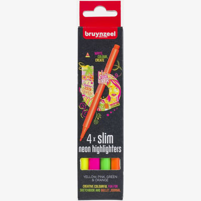 Bruynzeel Slim Highlighters - Assorted Colours (Pack of 4)
