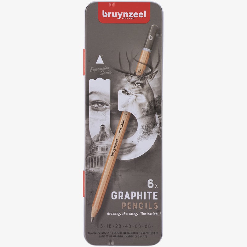 Bruynzeel Bruynzeel Expression Graphite Pencils - Assorted Grades (Tin of 6)
