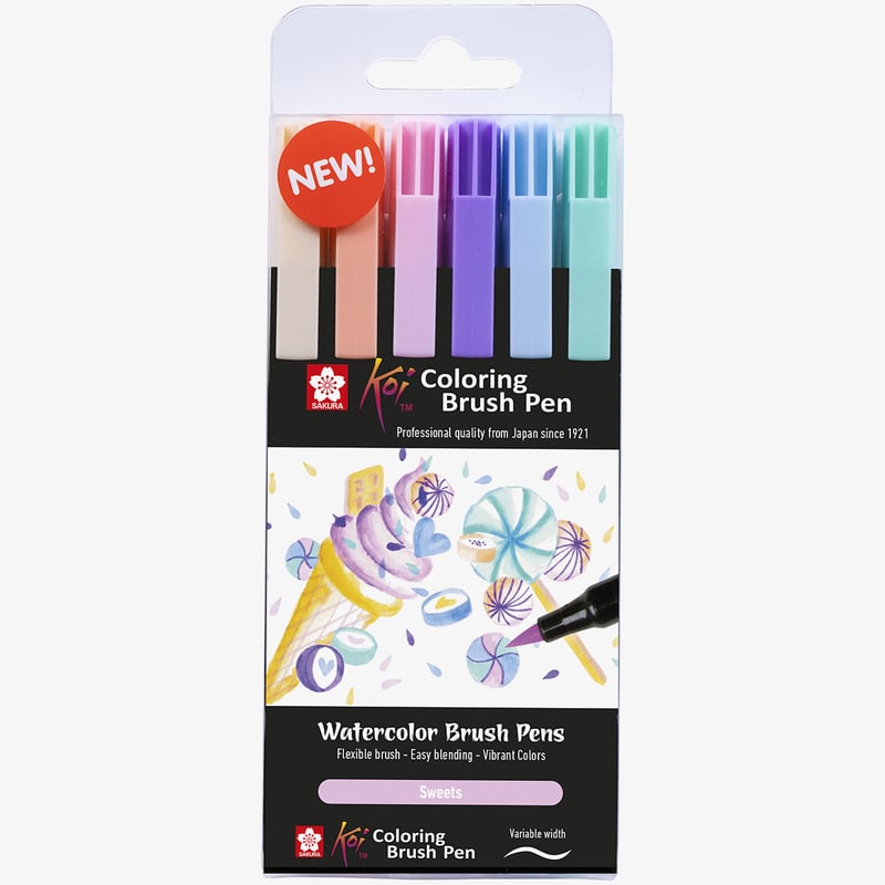 Sakura Sakura Koi Coloring Brush Pen Set - Sweets - Pack of 6