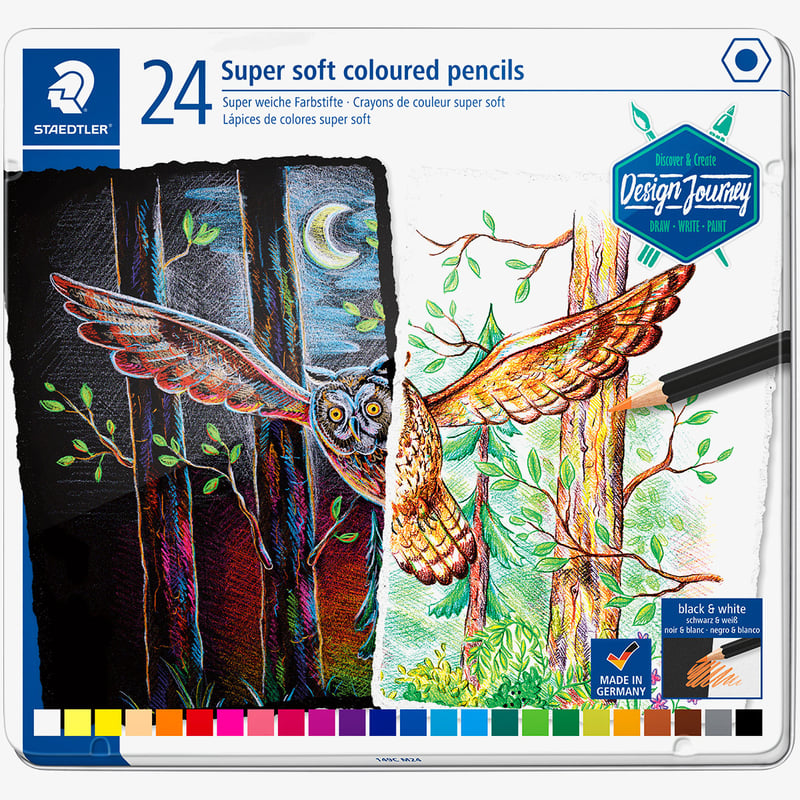 Staedtler Staedtler Super Soft Colouring Pencils - Assorted Colours (Tin of 24)