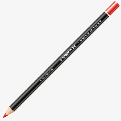 Staedtler Lumocolor Glasochrom Permanent Marker Pencil - Red
