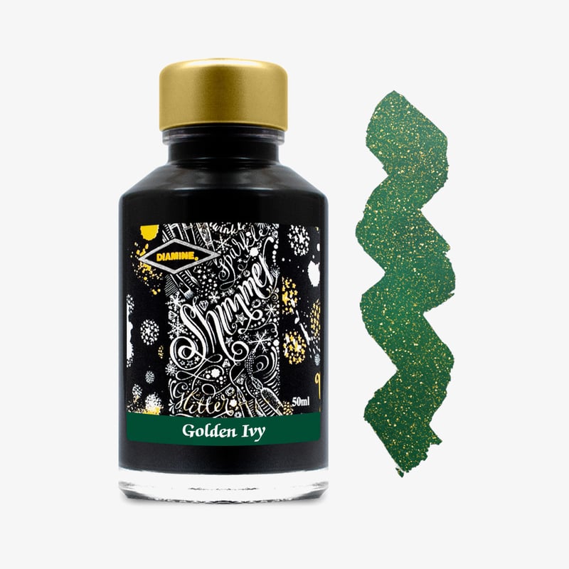 Diamine Inks Diamine Shimmering Ink Bottle 50ml - Golden Ivy