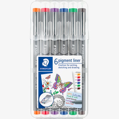 Staedtler Staedtler Pigment Liner - 0.3mm - Assorted Colours (Pack of 6)