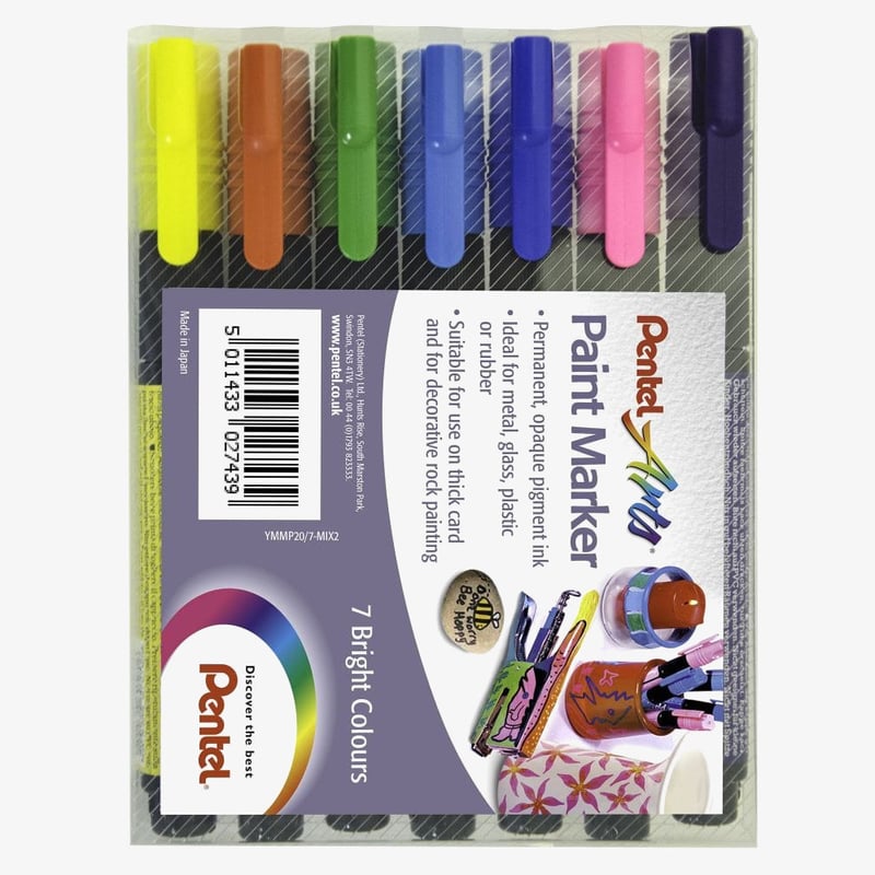 Pentel Pentel Arts Paint Markers - Bullet Tip - Bright Colours (Wallet of 7)