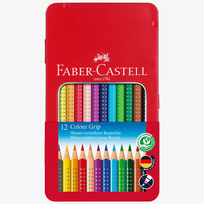Faber-Castell Faber-Castell Colour Grip Pencils - Assorted Colours (Tin of 12)