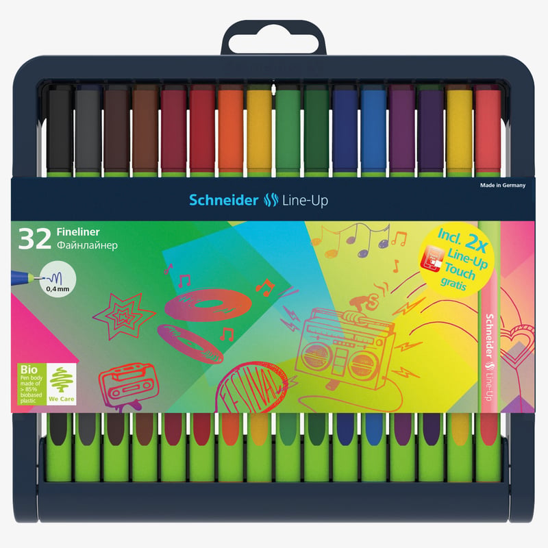 Schneider Schneider Line-Up Fineliner Pens - Assorted Colours (Pencil Case of 32)