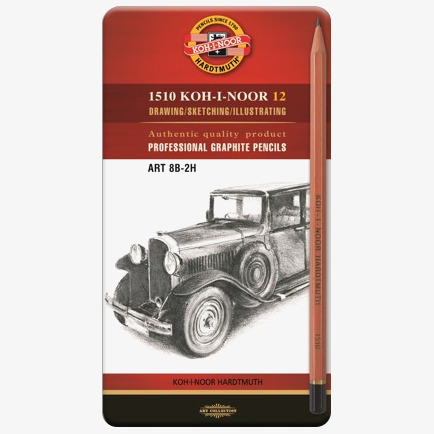 Koh-I-Noor Koh-I-Noor 1512 Graphite Pencils - 8B to 2H (Tin of 12)