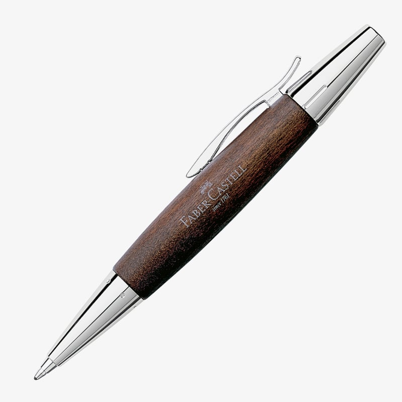 Faber-Castell Faber-Castell e-motion Ballpoint Pen - Dark Wood and Chrome