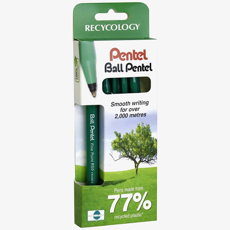 Pentel Pentel Recycled Capped Rollerball Pens - Assorted Colours (Pack of 4)