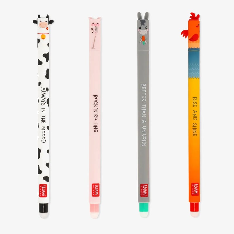Legami Legami Erasable Gel Pen - Farm Sweet Farm (Set of 4)