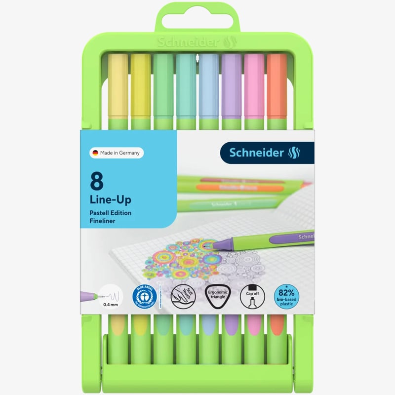 Stand-up pencil case of eight pastel Line-Up fineliners