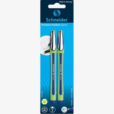 Schneider Xpress Fineliner Pens - Blue (Blister of 2)