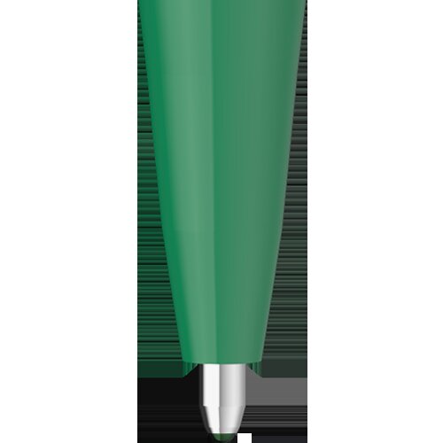 Green Schneider K1 click ballpoint pen with a metal pocket clip