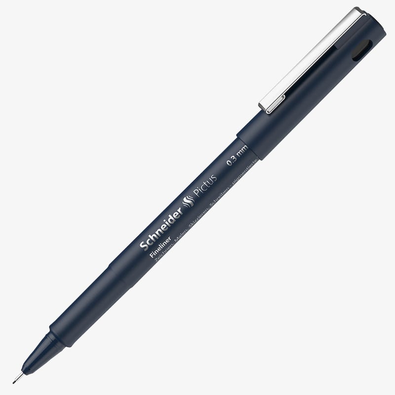 Black Schneider Pictus 0.3mm fineliner with cap on