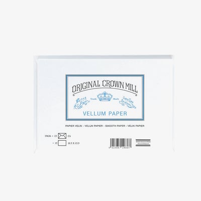 Crown Mill Vellum C6 Set of 15 Cards and Envelopes - White