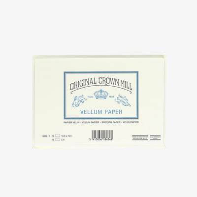 Crown Mill Vellum C6 Set of 15 Cards and Envelopes - Cream
