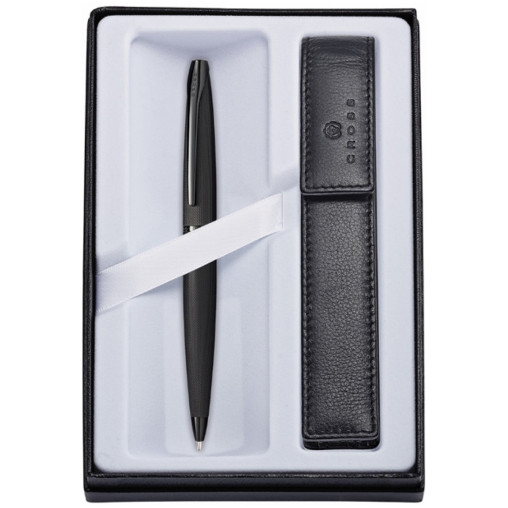 Cross ATX Ballpoint Pen - Brushed Black in Luxury Gift Box with Free Black Pen Pouch - Picture 1