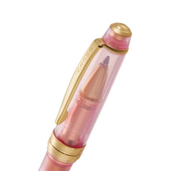 Cross Bailey Light Ballpoint Pen - Translucent Pink Sapphire Resin with Gold Trim - Picture 1