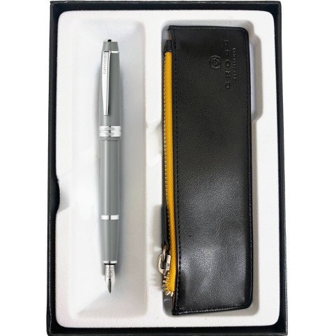 Cross Bailey Light Fountain Pen Gift Set - Grey Chrome Trim