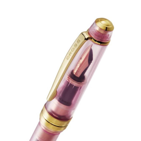 Cross Bailey Light Fountain Pen - Translucent Pink Sapphire Resin with Gold Trim (Extra Fine) - Picture 1