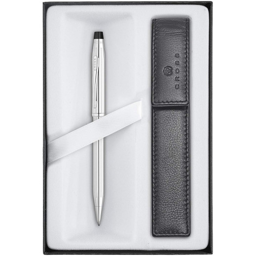 Cross Century II Ballpoint Pen - Lustrous Chrome in Luxury Gift Box with Free Black Pen Pouch - Picture 1