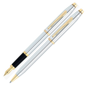 Cross Century II Fountain & Ballpoint Pen Set - Medalist Chrome & Gold - Picture 1