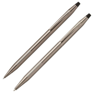 Cross Classic Century Ballpoint Pen and Pencil Set - Micro Knurled Titanium Grey - Picture 1