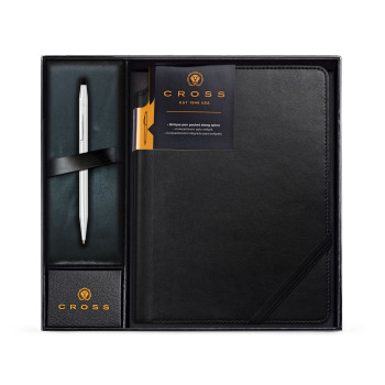 Cross Classic Century Ballpoint Pen Gift Set - Lustrous Chrome with Classic Black Journal